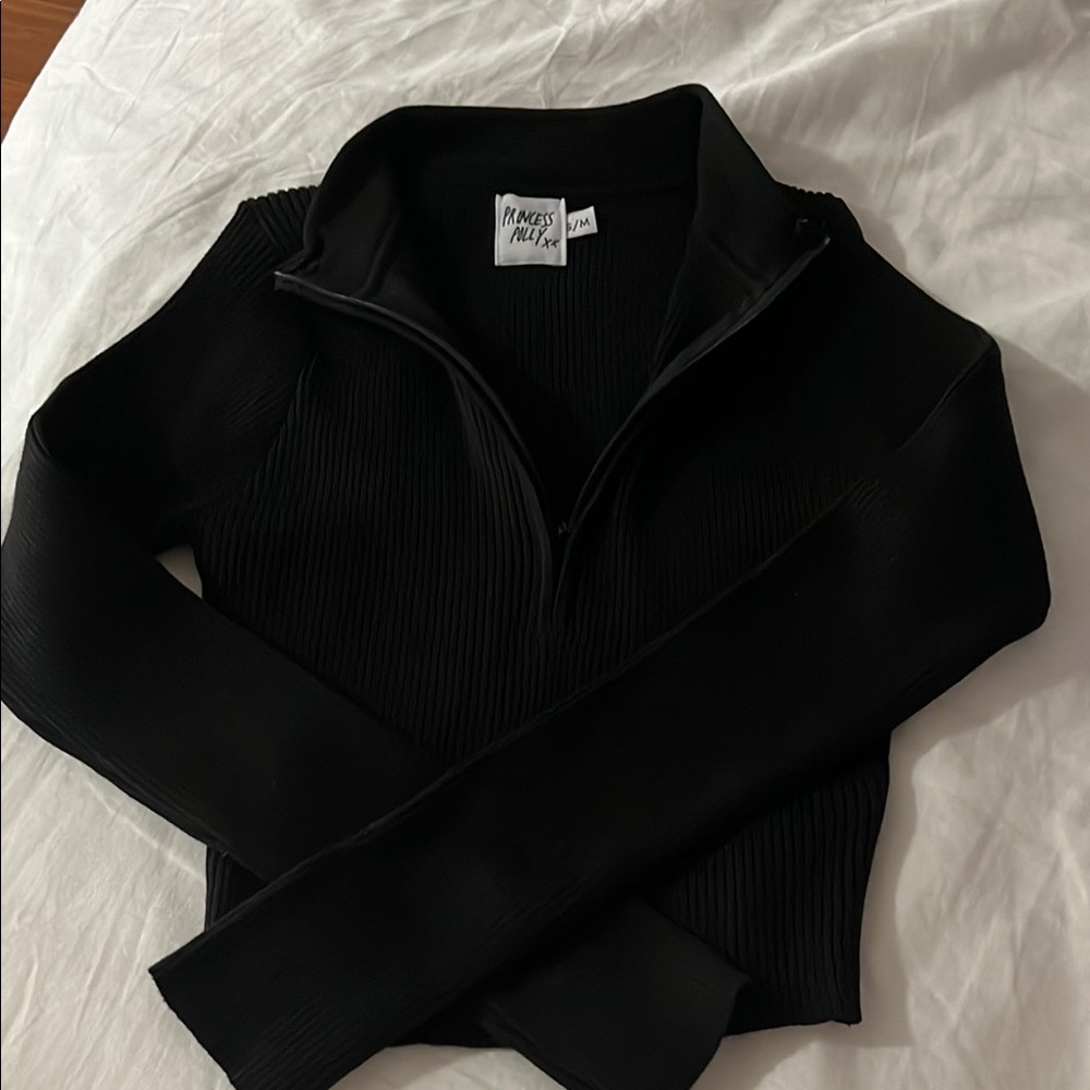 Princess Polly Ribbed Zip-Up Sweater
